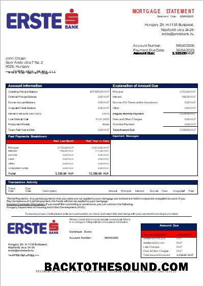 İndir Macaristan Erste Banka İpotek Hesap Özeti scr Örnek tasarım