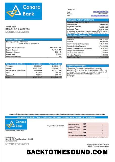 İndir Hindistan Canara Banka İpotek Hesap Özeti Word and PDF Örnek ön izleme
