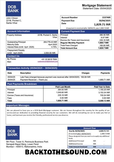 İndir Hindistan DCB Banka İpotek Hesap Özeti Word and PDF Örnek taslak
