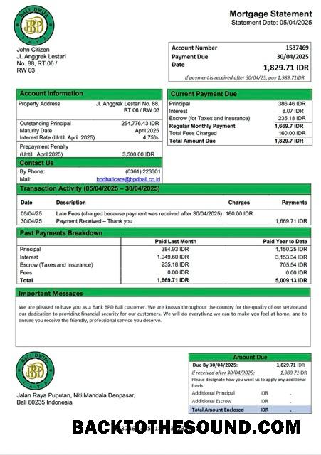 İndir Endonezya Banka BPD Bali İpotek Hesap Özeti Word and PDF Örnek taslak