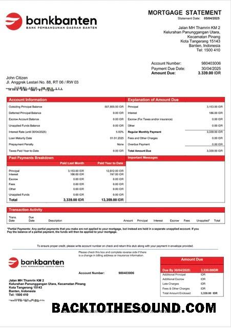 İndir Endonezya Banka Banten İpotek Hesap Özeti Word and PDF Örnek ön izleme