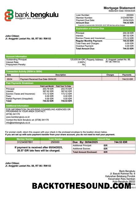 İndir Endonezya Banka Bengkulu İpotek Hesap Özeti Word and PDF Örnek ön izleme