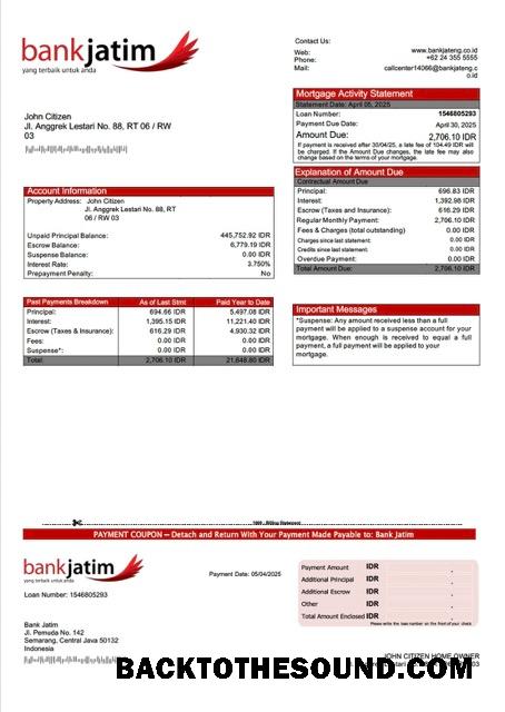 İndir Endonezya Banka Jatim İpotek Hesap Özeti Word and PDF Örnek ön izleme