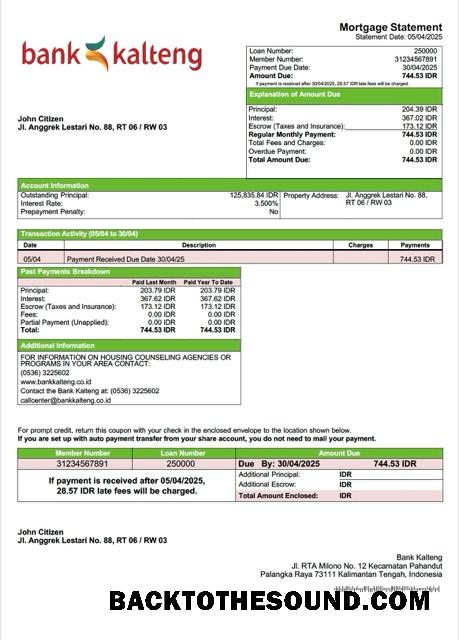 İndir Endonezya Banka Kalteng İpotek Hesap Özeti Word and PDF Örnek taslak
