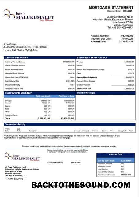 İndir Endonezya Banka Maluku Malut İpotek Hesap Özeti Word and PDF Örnek örnek