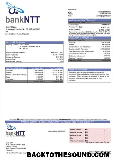 İndir Endonezya Banka NTT İpotek Hesap Özeti Word and PDF Örnek örnek