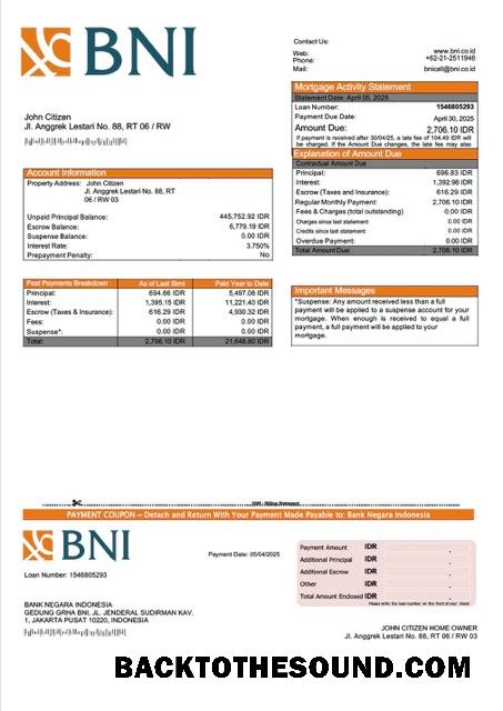 İndir Endonezya Banka Negara Endonezya (BNI) İpotek Hesap Özeti Word and PDF Örnek taslak