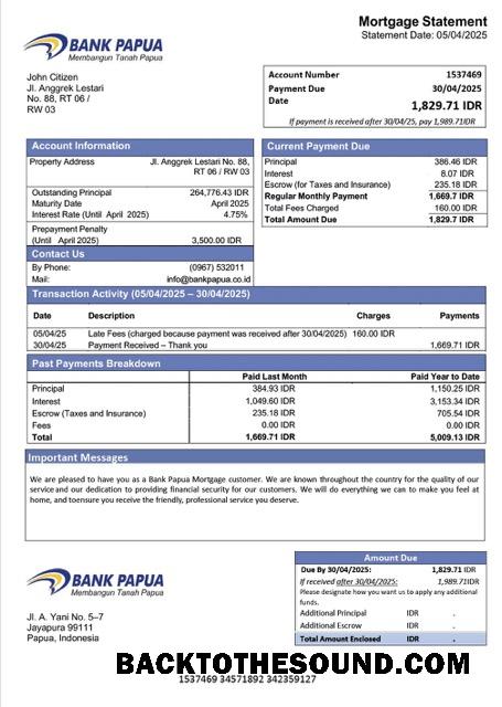 İndir Endonezya Banka Papua İpotek Hesap Özeti Word and PDF Örnek taslak