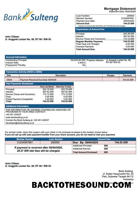 İndir Endonezya Banka Sulteng İpotek Hesap Özeti Word and PDF Örnek taslak
