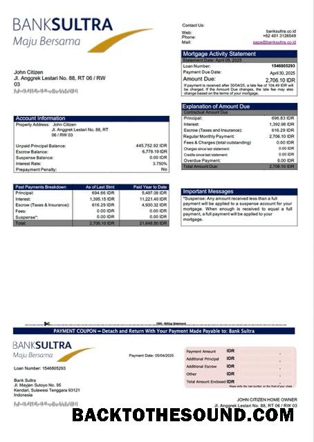 İndir Endonezya Banka Sultra İpotek Hesap Özeti Word and PDF Örnek ön izleme
