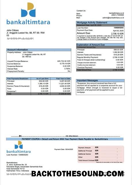 İndir Endonezya Bankaltimtara İpotek Hesap Özeti Word and PDF Örnek şablon