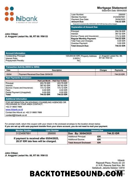 İndir Endonezya Hibank İpotek Hesap Özeti Word and PDF Örnek taslak