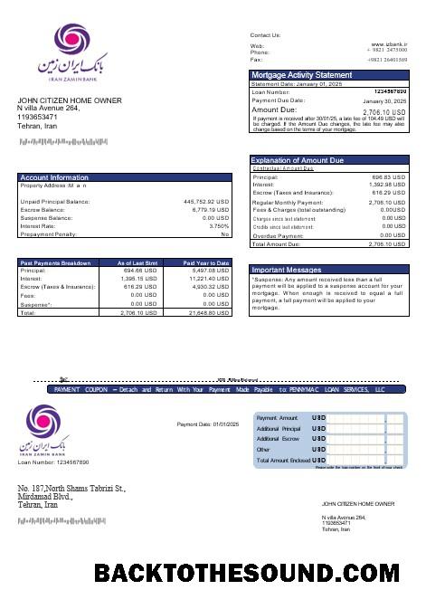 İndir İran Zamin Banka İpotek Hesap Özeti in Word and PDF Formatlar Örnek tasarım