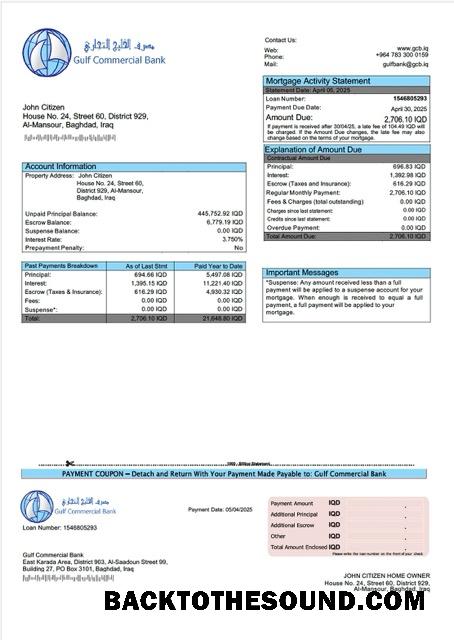 İndir Irak Gulf ticari Banka İpotek Hesap Özeti Word and PDF Örnek ön izleme