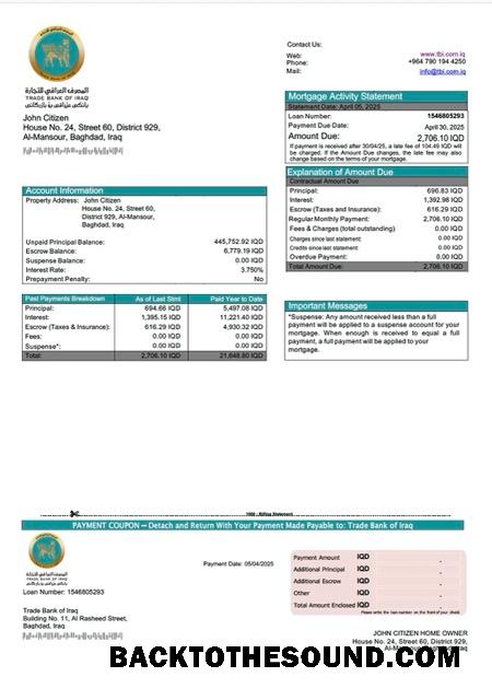 İndir Irak Trade Banka of Irak İpotek Hesap Özeti Word and PDF Örnek tasarım
