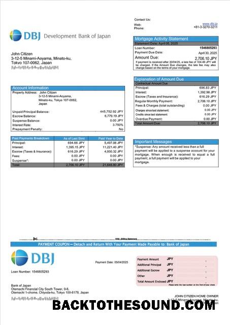 İndir Japonya geliştirme Banka of Japonya (DBJ) İpotek Hesap Özeti Word and PDF Örnek örnek