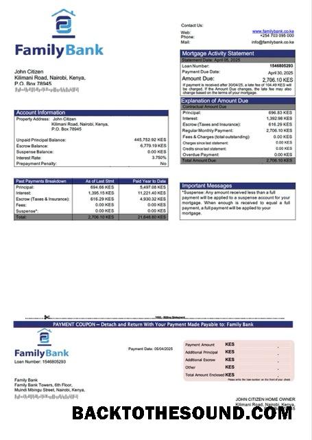 İndir Kenya Family Banka İpotek Hesap Özeti Word and PDF Örnek örnek