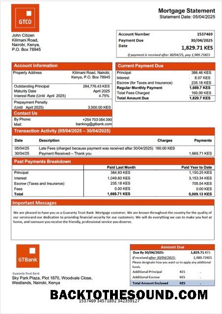 İndir Kenya Guaranty Trust Banka İpotek Hesap Özeti Word and PDF Örnek örnek