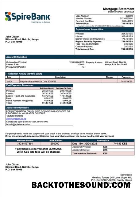 İndir Kenya Spire Banka İpotek Hesap Özeti Word and PDF Örnek örnek