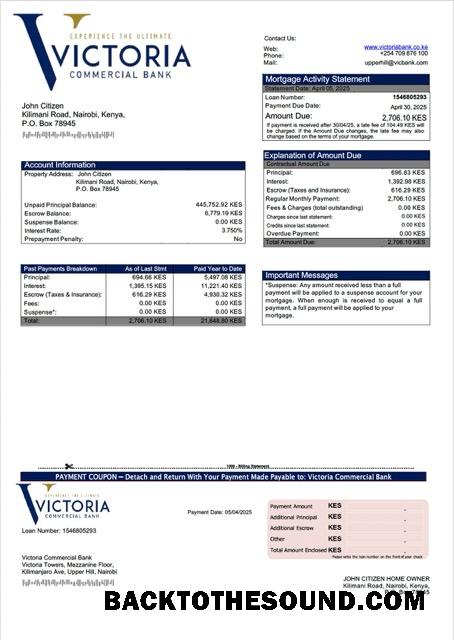 İndir Kenya Victoria ticari Banka İpotek Hesap Özeti Word and PDF Örnek örnek