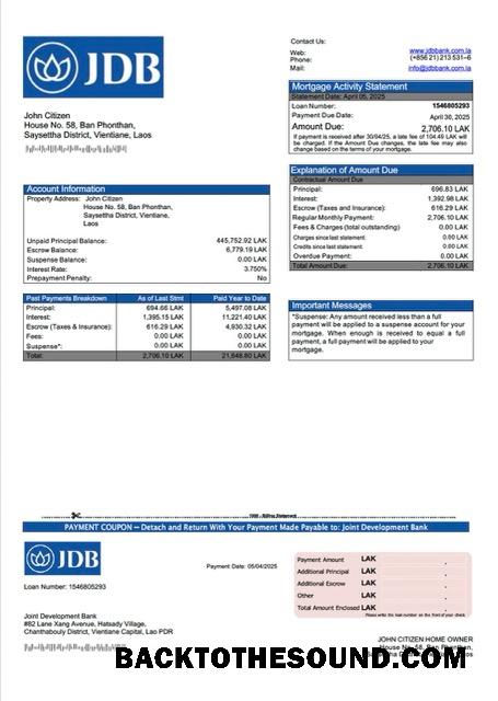 İndir Laos Joint geliştirme Banka İpotek Hesap Özeti Word and PDF Örnek ön izleme