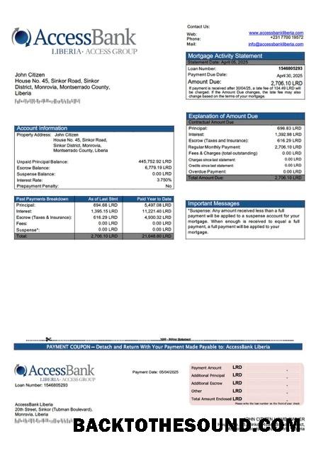 İndir Liberya AccessBank Liberya İpotek Hesap Özeti Word and PDF Örnek örnek