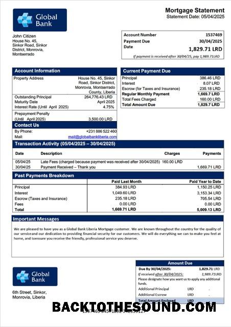 İndir Liberya Global Banka Liberya İpotek Hesap Özeti Word and PDF Örnek taslak