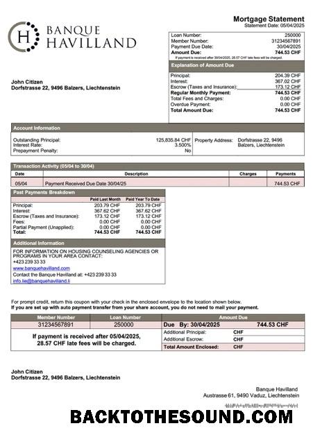 İndir Lihtenştayn Banque Havilland İpotek Hesap Özeti Word and PDF Örnek örnek
