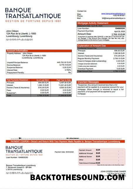 İndir Lüksemburg Banque Transatlantique Lüksemburg İpotek Hesap Özeti Word and PDF Örnek şablon