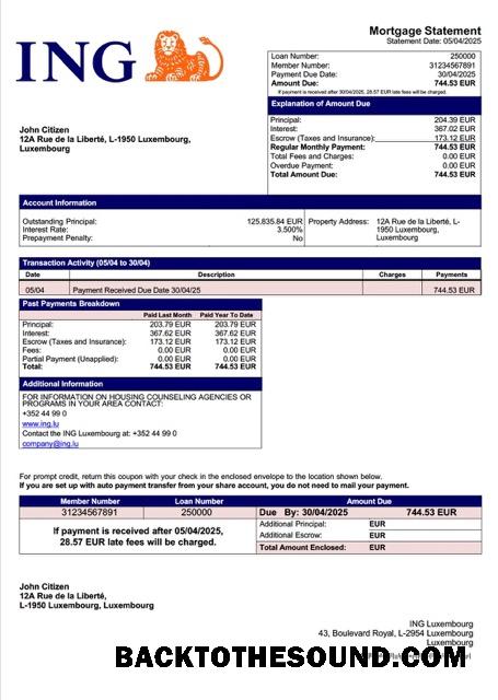 İndir Lüksemburg ING Lüksemburg İpotek Hesap Özeti Word and PDF Örnek taslak