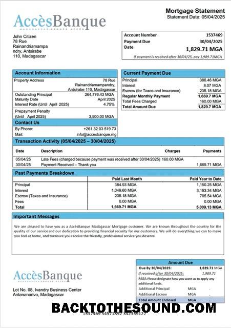 İndir Madagaskar AccèsBanque Madagaskar İpotek Hesap Özeti Word and PDF Örnek şablon