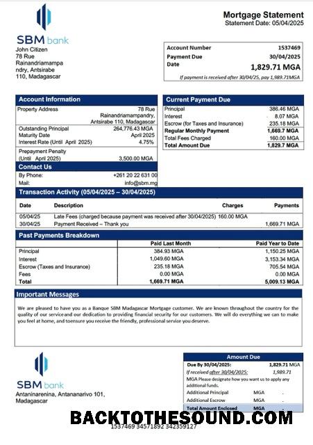 İndir Madagaskar Banque SBM Madagaskar İpotek Hesap Özeti Word and PDF Örnek taslak