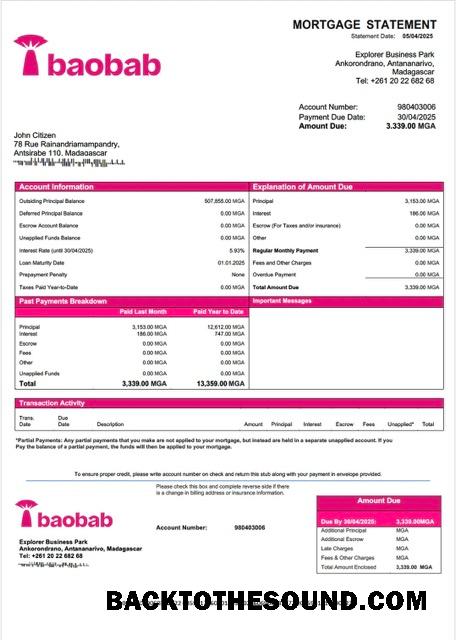 İndir Madagaskar Baobab Banque Madagaskar İpotek Hesap Özeti Word and PDF Örnek taslak