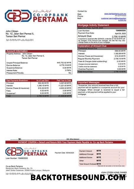 İndir Malezya Co op Banka Pertama İpotek Hesap Özeti Word and PDF Örnek ön izleme