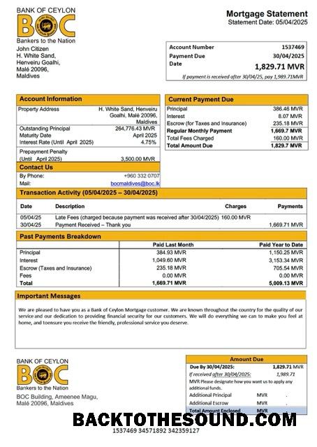 İndir Maldivler Banka of Ceylon İpotek Hesap Özeti Word and PDF Örnek örnek