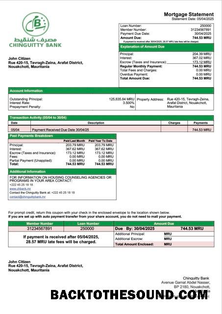 İndir Moritanya Chinguitty Banka İpotek Hesap Özeti Word and PDF Örnek ön izleme