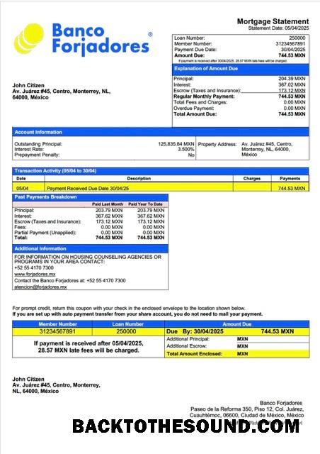 İndir Meksika Banco Forjadores İpotek Hesap Özeti Word and PDF Örnek şablon