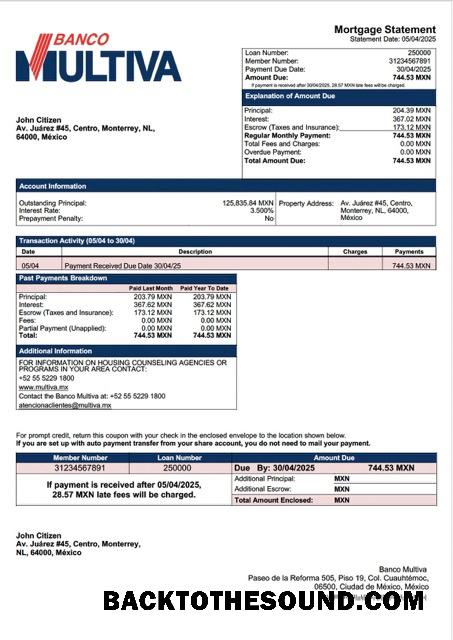 İndir Meksika Banco Multiva İpotek Hesap Özeti Word and PDF Örnek örnek