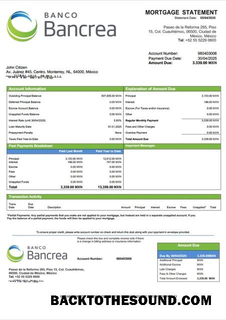 İndir Meksika Bancrea İpotek Hesap Özeti Word and PDF Örnek ön izleme