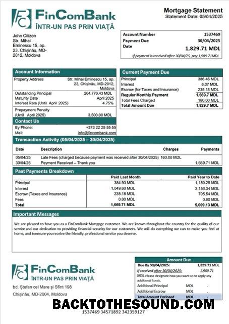 İndir Moldova FinComBank İpotek Hesap Özeti Word and PDF Örnek taslak