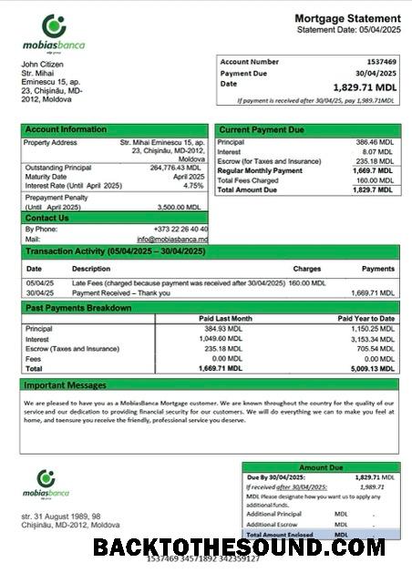 İndir Moldova MobiasBanca İpotek Hesap Özeti Word and PDF Örnek ön izleme
