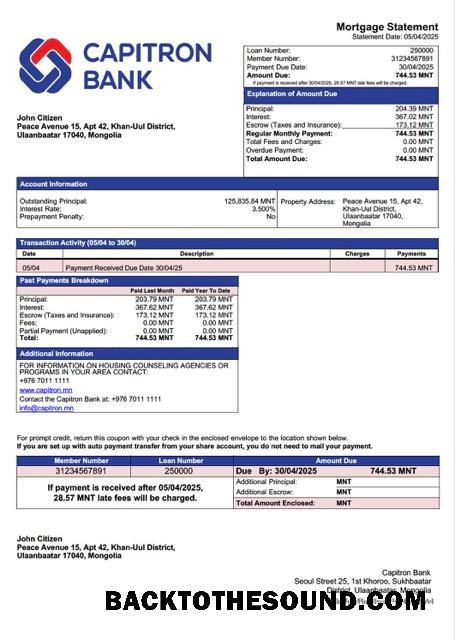 İndir Moğolistan Capitron Banka İpotek Hesap Özeti Word and PDF Örnek örnek