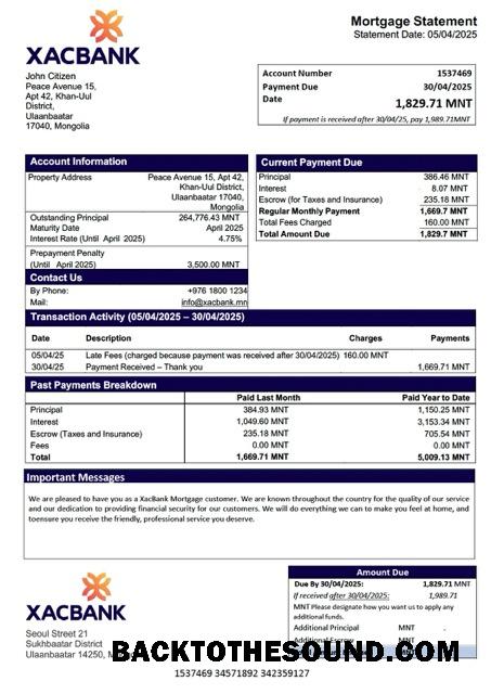 İndir Moğolistan XacBank İpotek Hesap Özeti Word and PDF Örnek ön izleme