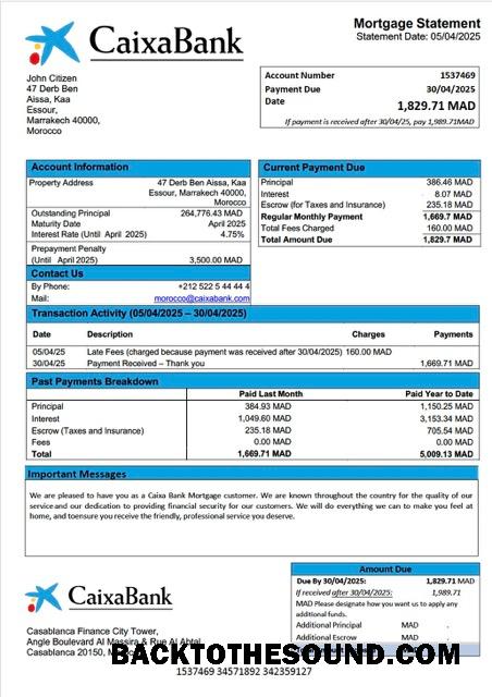İndir Fas Caixa Banka İpotek Hesap Özeti Word and PDF Örnek ön izleme