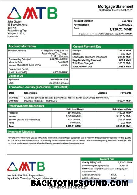 İndir Myanma Tourism Banka İpotek Hesap Özeti Word and PDF Örnek örnek