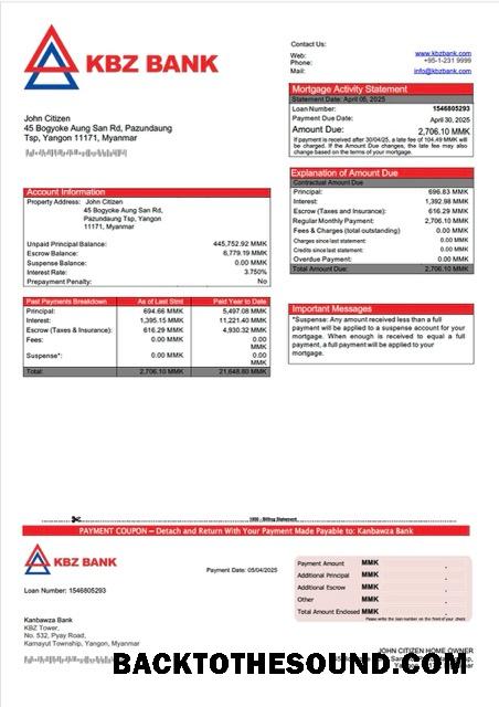 İndir Myanmar Kanbawza Banka İpotek Hesap Özeti Word and PDF Örnek ön izleme