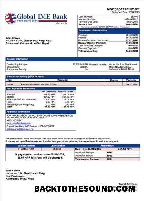 İndir Nepal Global IME Banka İpotek Hesap Özeti Word and PDF Örnek örnek
