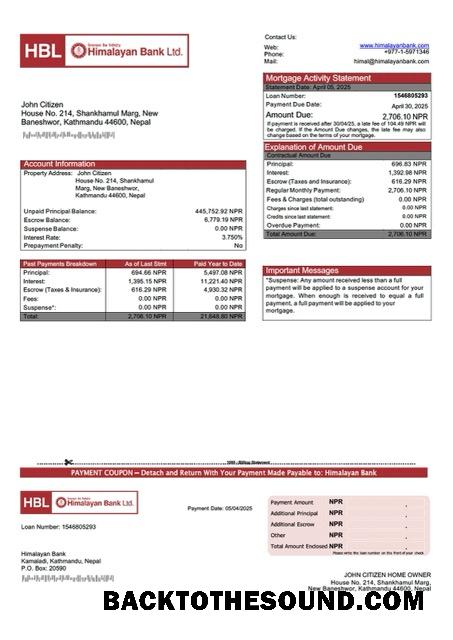 İndir Nepal Himalayan Banka İpotek Hesap Özeti Word and PDF Örnek taslak