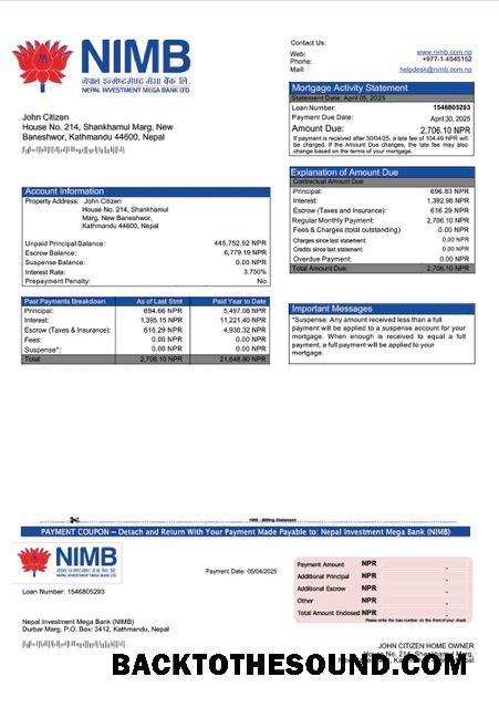 İndir Nepal Yatırım Mega Banka (NIMB) İpotek Hesap Özeti Word and PDF Örnek örnek