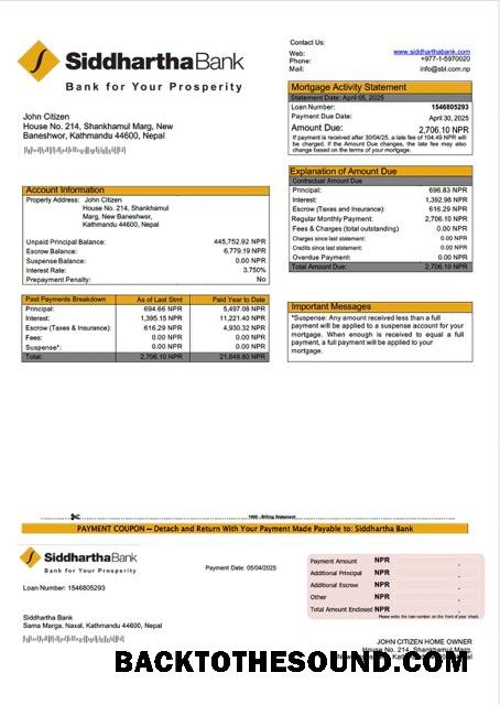 İndir Nepal Siddhartha Banka İpotek Hesap Özeti Word and PDF Örnek taslak